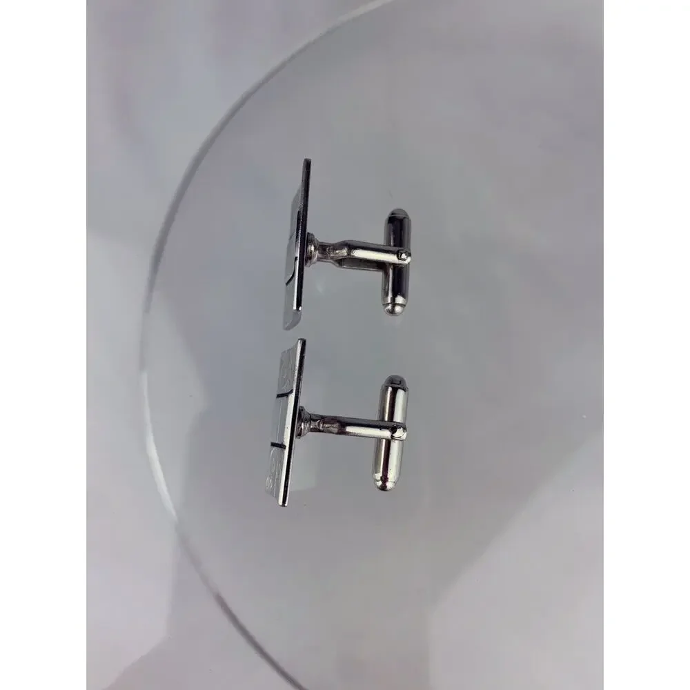Large Scrolls Drops Leaves Silver Tone Cufflinks Abstract Formal Vintage M1